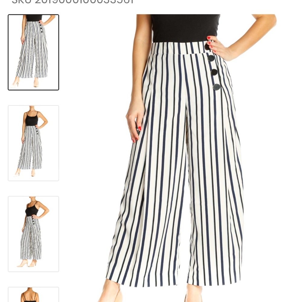 ZARA. White And Blue Trouser Pants